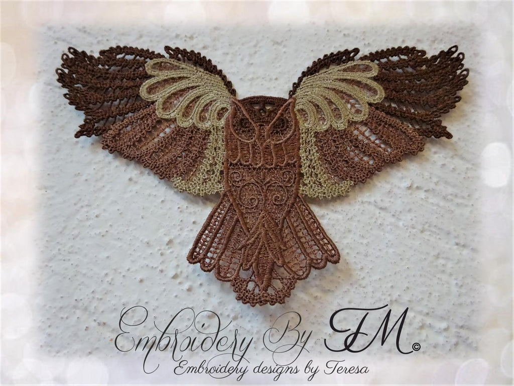 Owl lace / two variations / 5x7 hoop