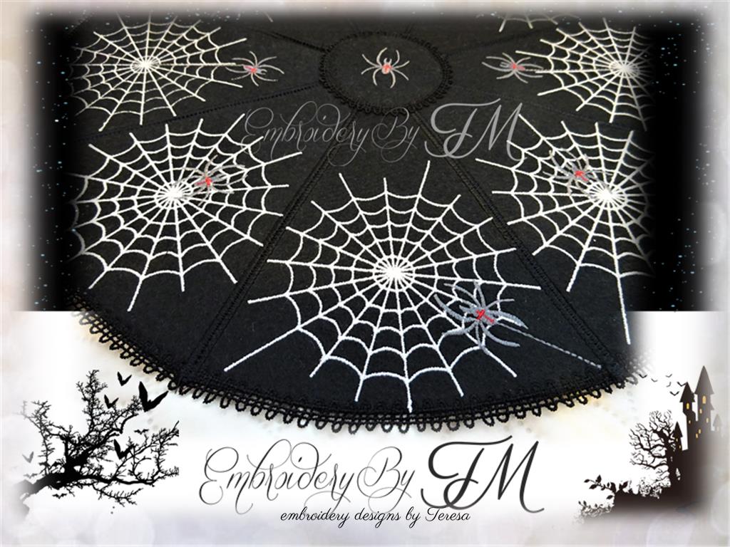 Doily with spider/5x7 hoop / two variations (combination felt and lace or FSL)