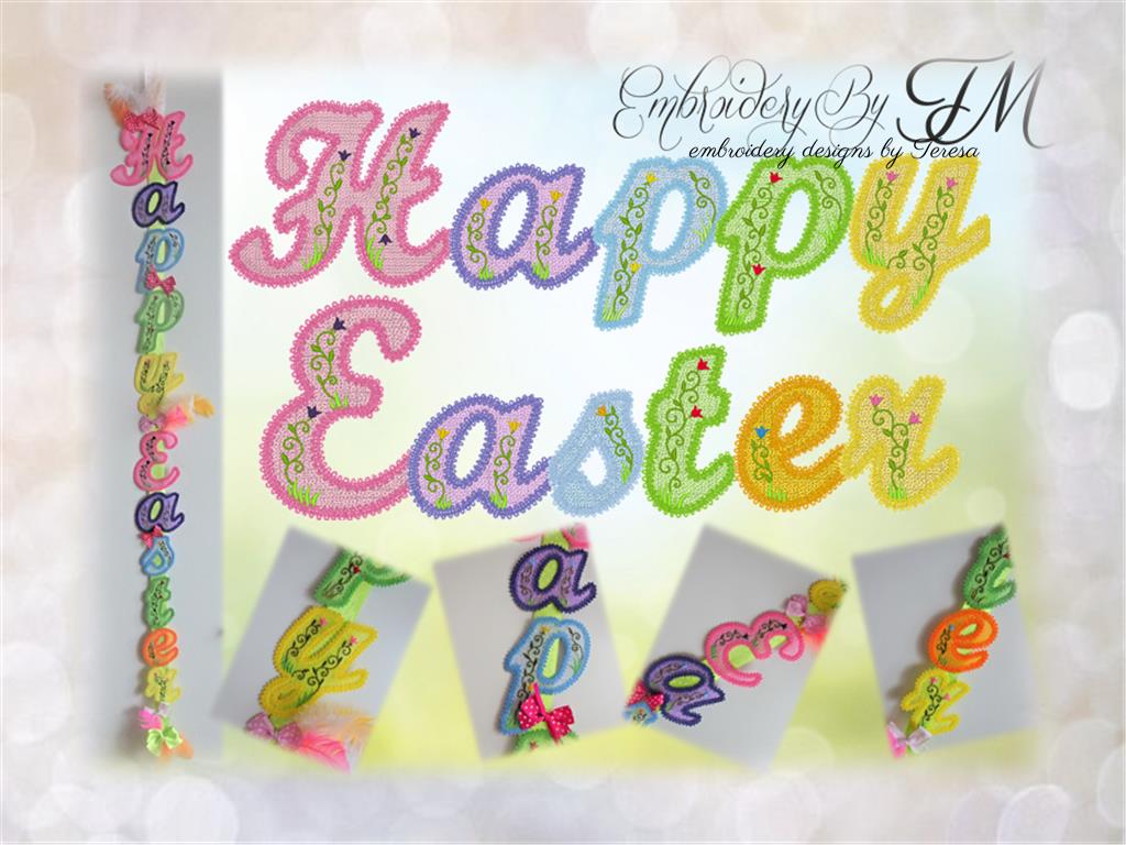 Happy Easter FSL / 11 FSL letters / 5x7 hoop