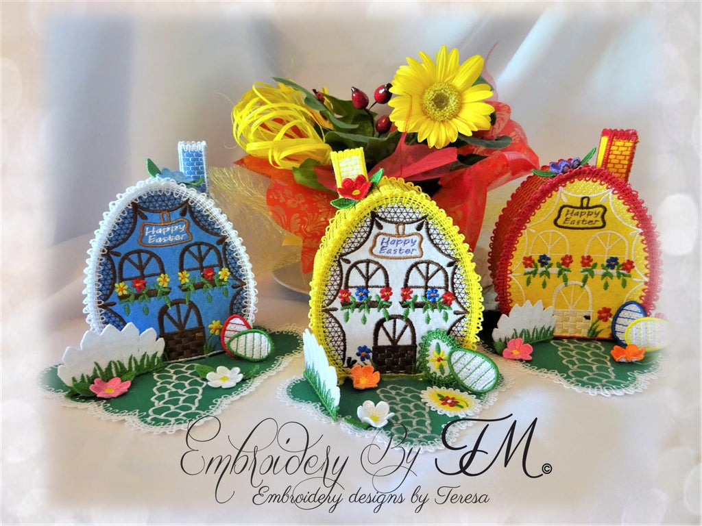Easter House  Eggs/ Two sizes/ 5x7 and 4x4 hoop