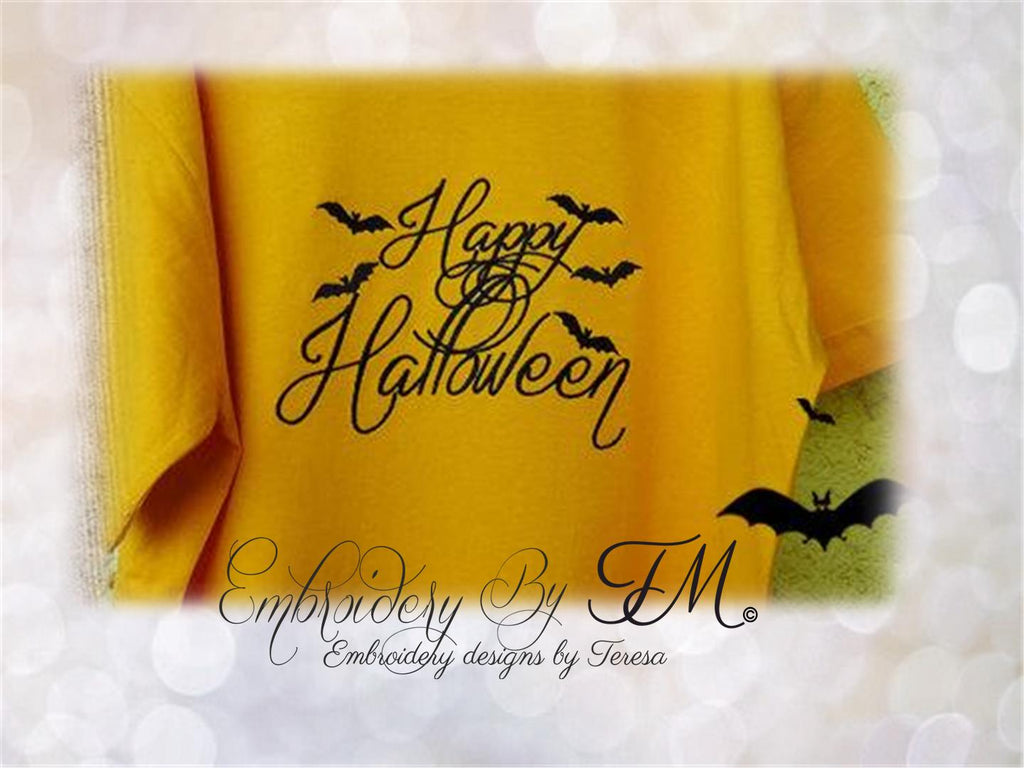 Happy Halloween/Embroidery design in two sizes/5x7 hoop and 4x4 hoop