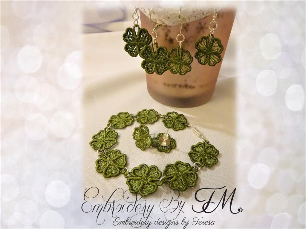 Jewelry Cloverleaf / 4x4 hoop / Three variations of earrings and components for bracelet or necklace