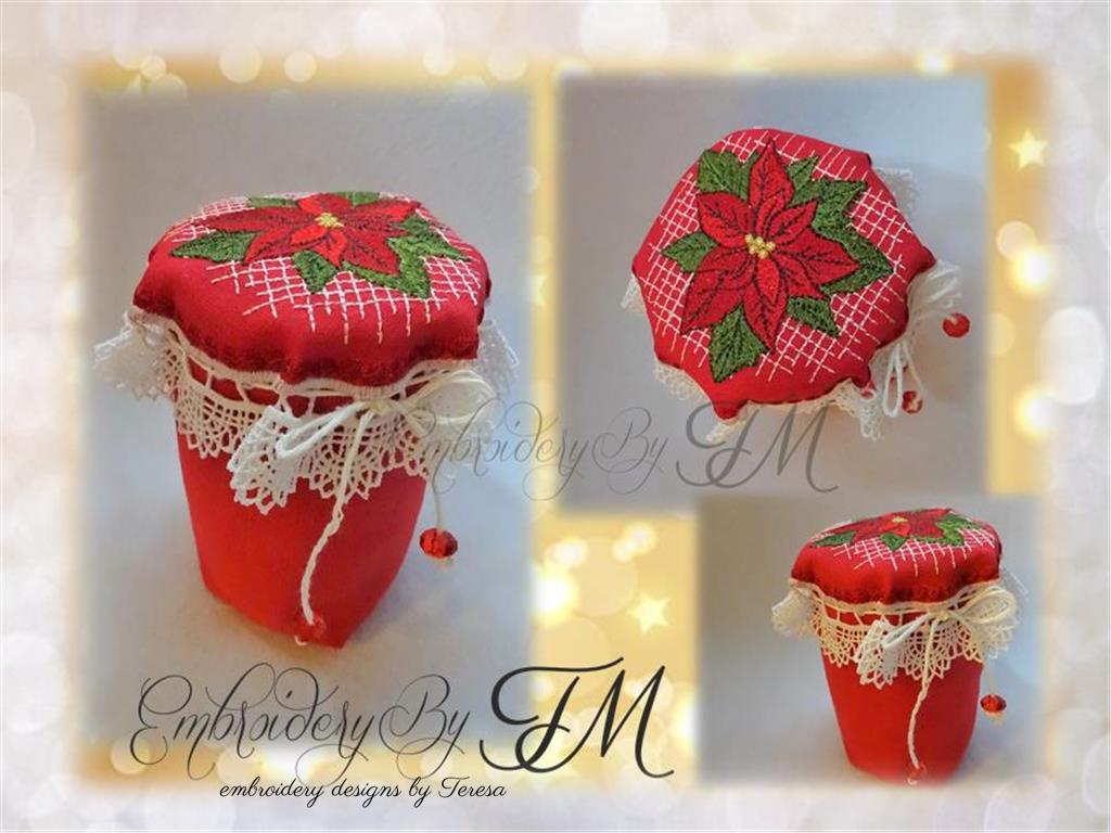 Jam jar covers or coaster - Poinsettia/ 4 sizes