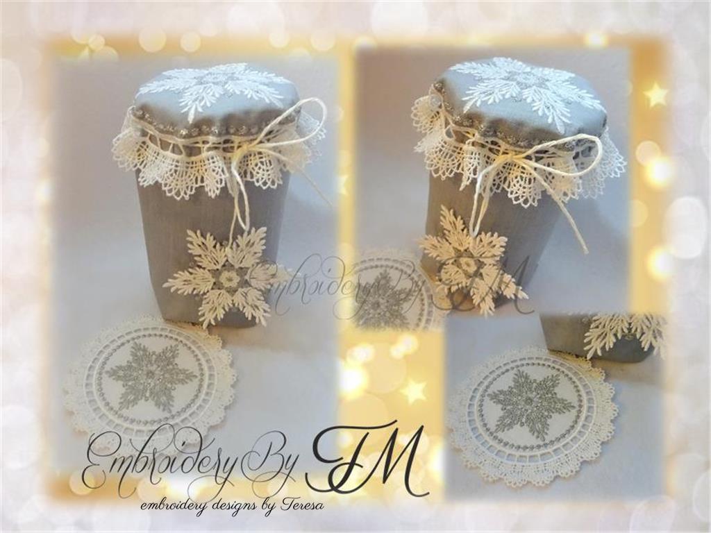 Jam jar covers or coaster - Snowflakes/ 4 sizes