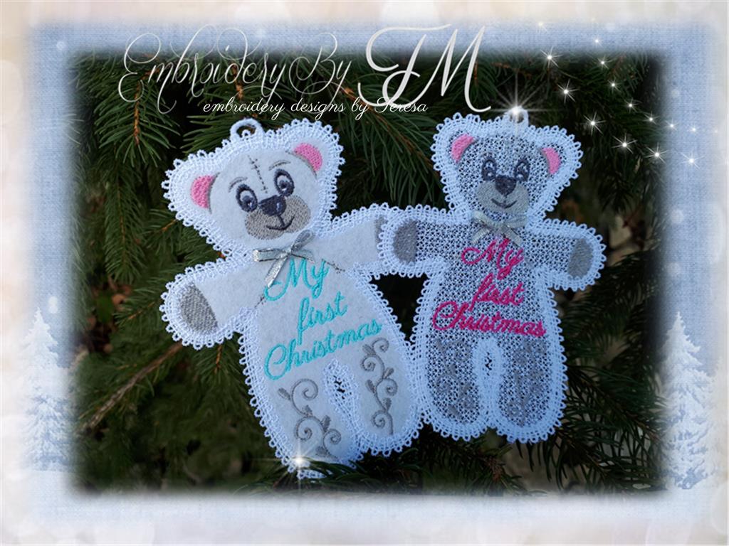 Teddy bear / My first christmas / 5x7 hoop / two variations/ and also without text