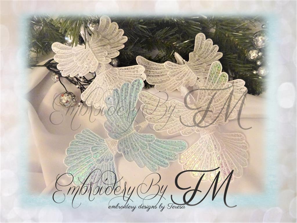 Lace 3D Dove or 3D Dove combination of lace and mylar foil / two sizes / 5x7 hoop and 4x4 hoop