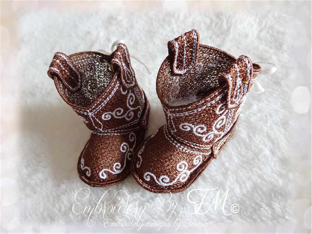 Cowboys booties for dolls 18 inch No.8a/5x7 hoop