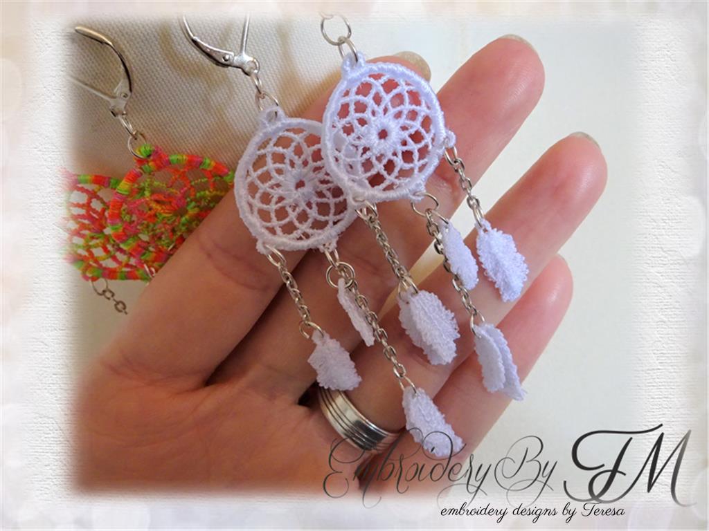 Sterling Silver Dream Catcher Earrings With Simulated Pearl