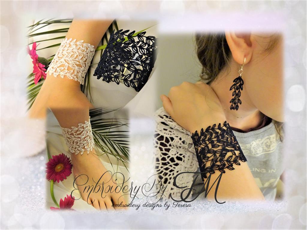 Lace bracelet on the hand or  the leg + earrings/for the leg / two sizes and for the hand three sizes