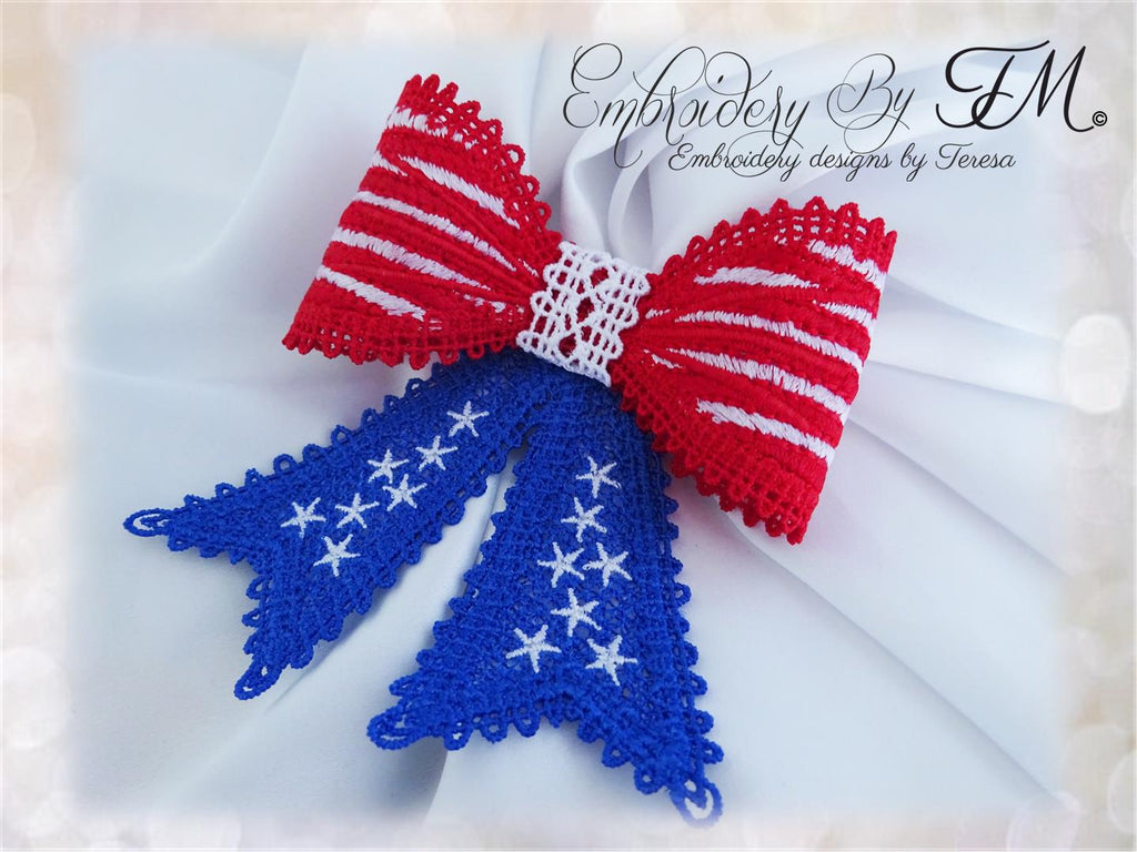 Bow 4th of July /5x7 hoop