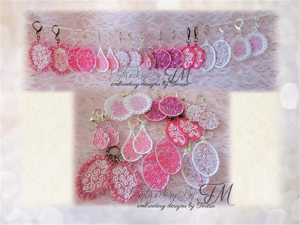 Lace earrings ornaments / 4x4 hoop / 9 variations