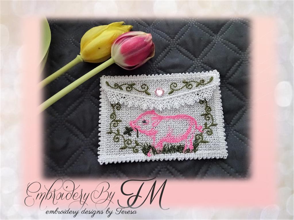 Lace envelope with Pig / two sizes