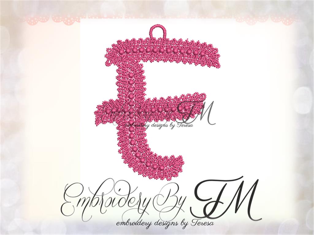 Lace letter F/4x4 hoop