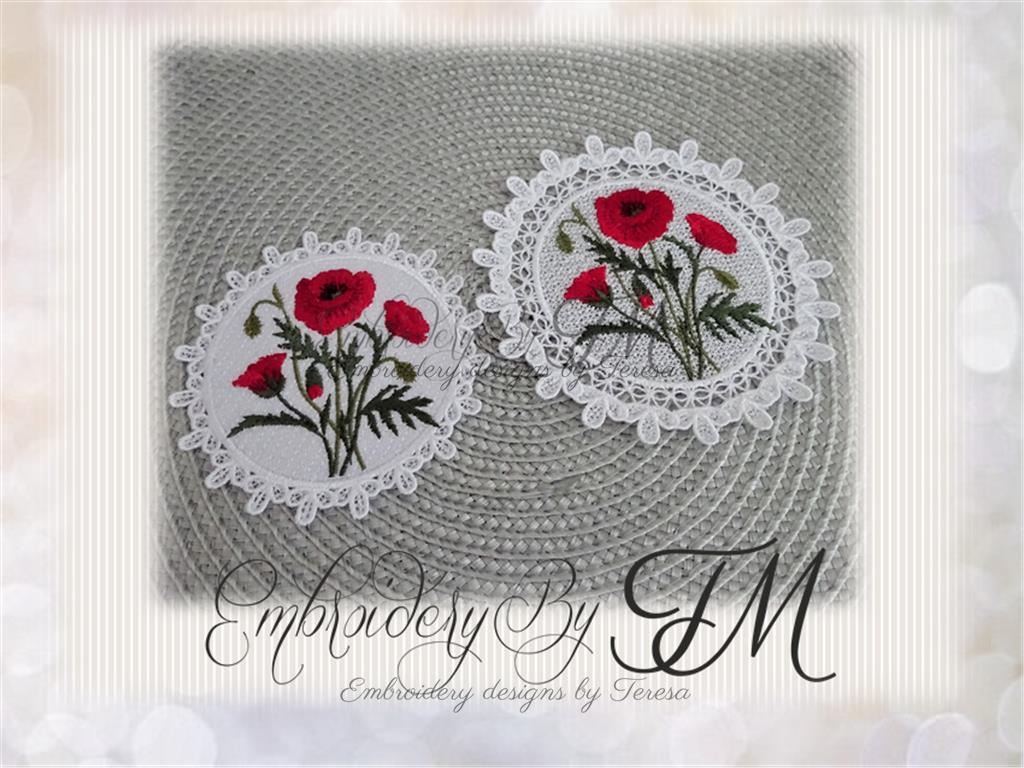 Coaster with Poppies/two sizes/two variations