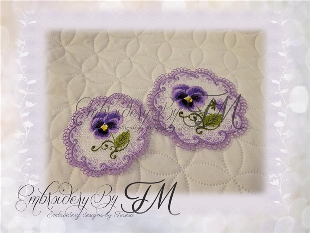 Coasters with Pansies / two sizes
