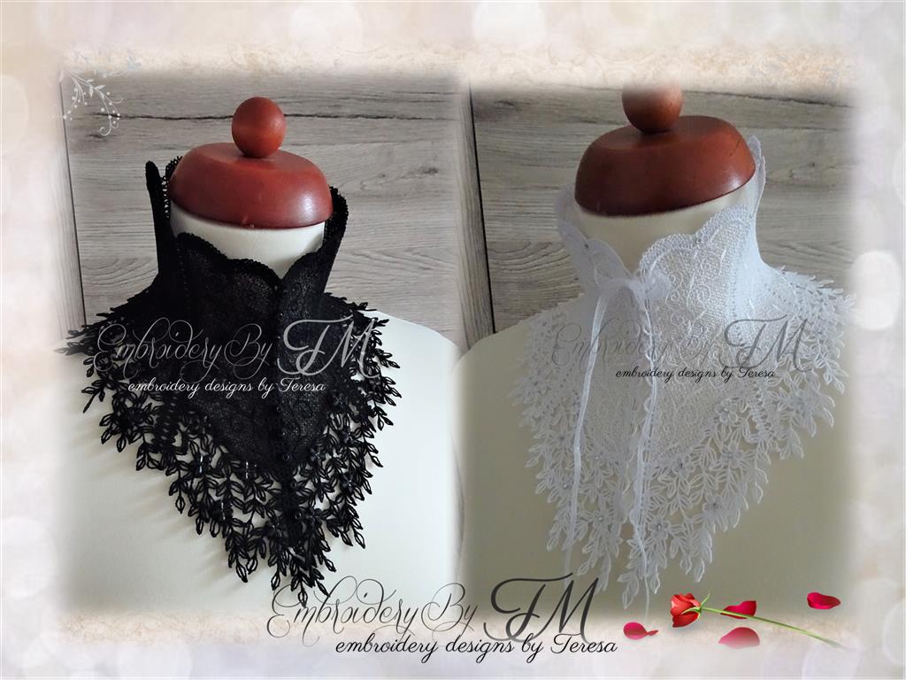 Lace neck collar/ two variations/5x7 hoop