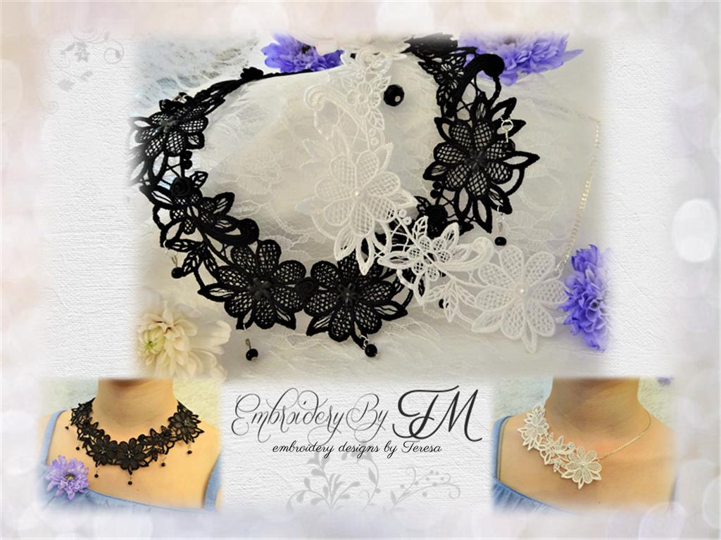 Lace Necklace Flowers 1 / 5x7 hoop/Universal size