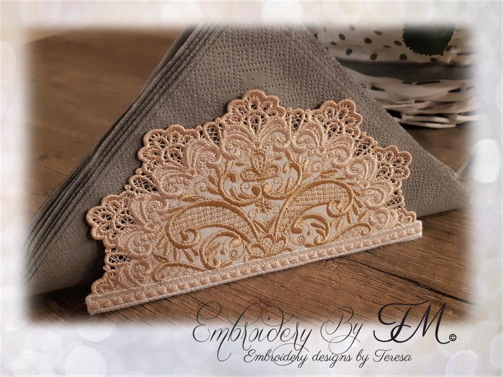Napkin holder vintage / combination felt and lace / 5x7 hoop ( Doily is not part of the design - a link to this design is given in the description)