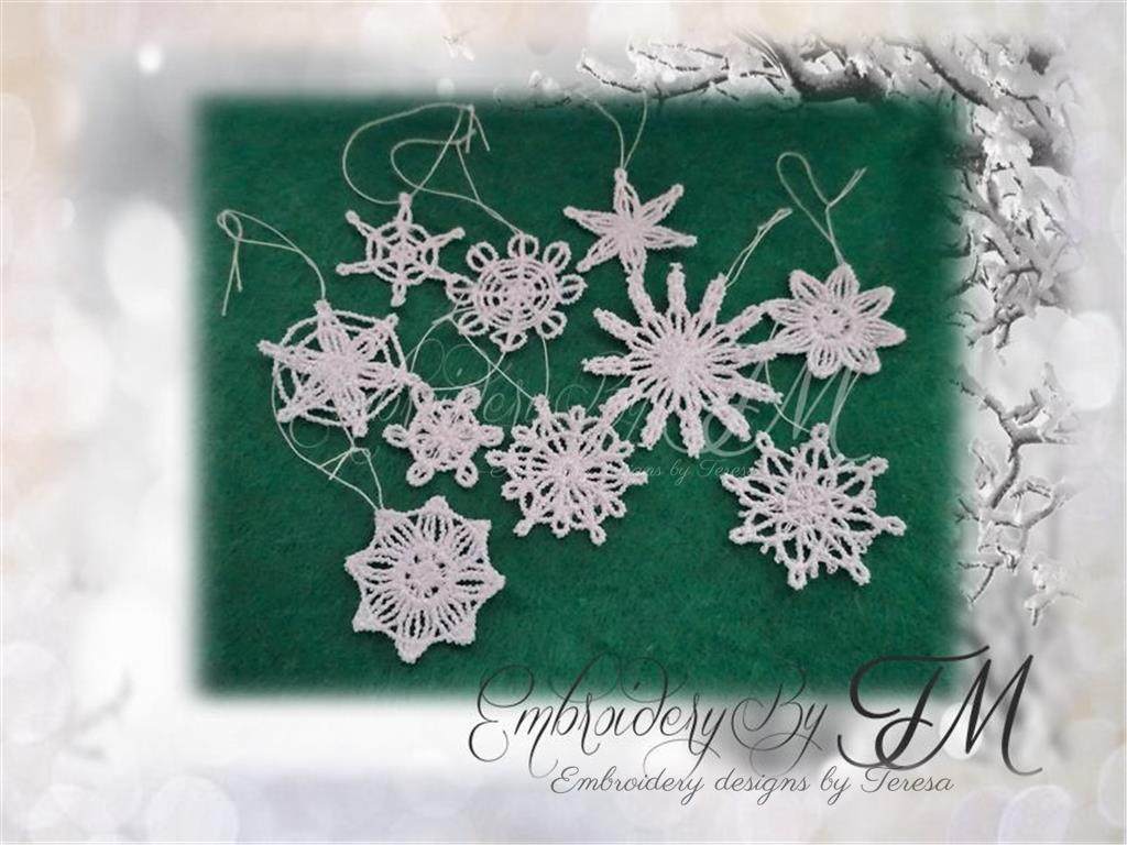 Mini snowflakes / 10 pieces – Embroidery by TM - designs by Teresa