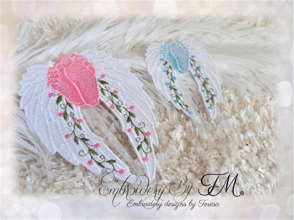 FSL wings with children's feet / two sizes/ two variations / with ornaments and without ornaments