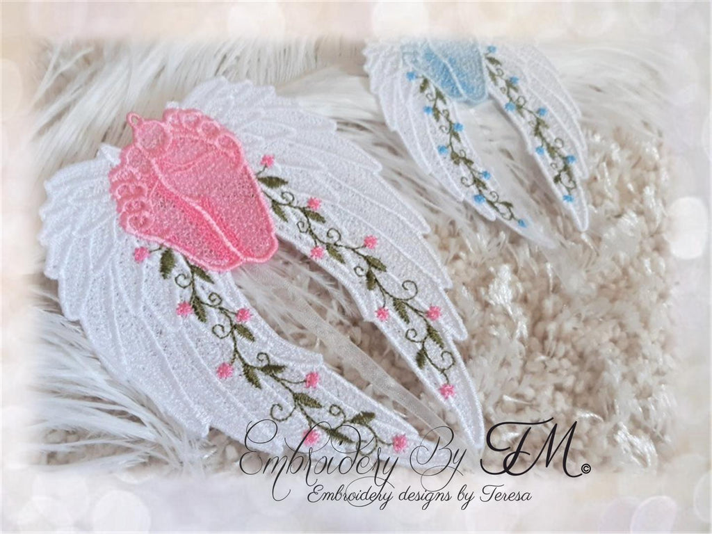 FSL wings with children's feet / two sizes/ two variations / with ornaments and without ornaments