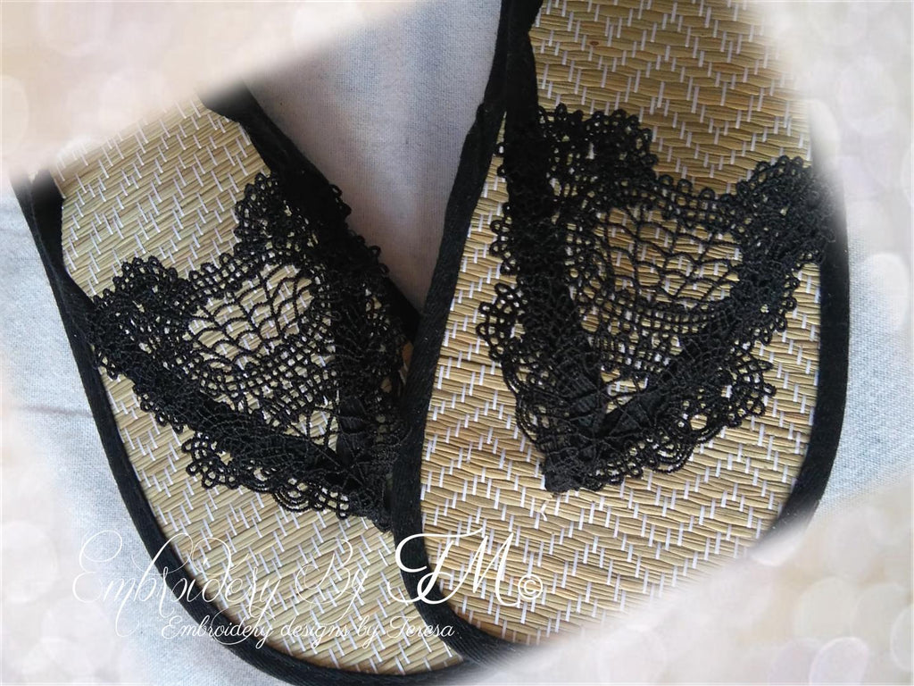 Lace decoration on the beach shoes/4x4 hoop
