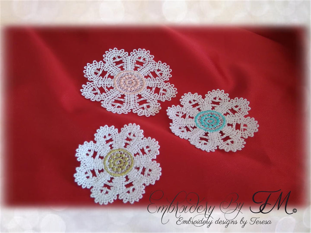 Flowers embroidery lace/three sizes/4x4 hoop