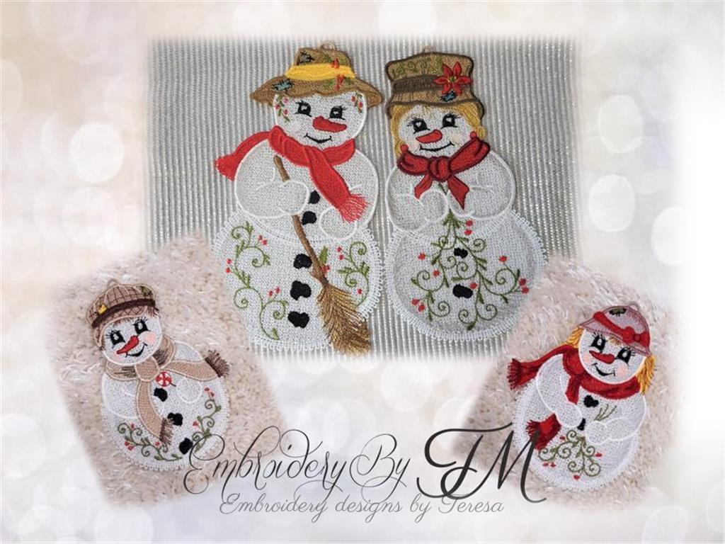 Set snowmans - Mr.and Mrs. snowman + boy and girl snowman