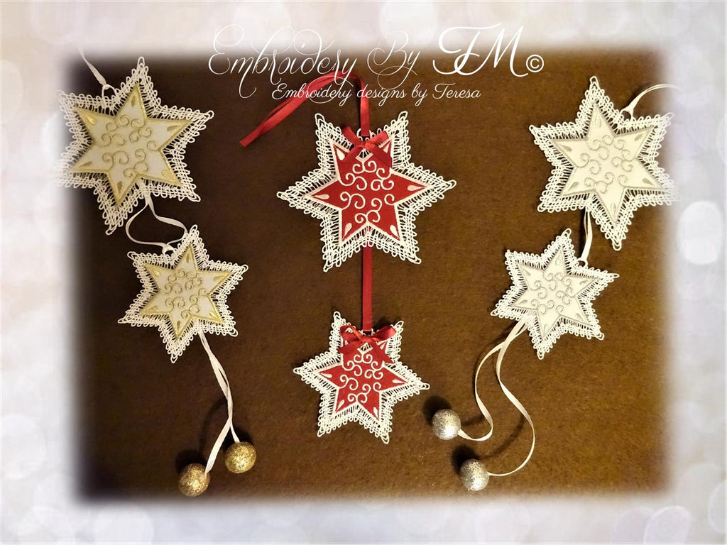 Stars /combination of felt and lace / two sizes