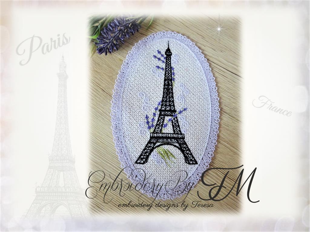 Oval decoration with Eiffel Tower FSL / 5x7 hoop