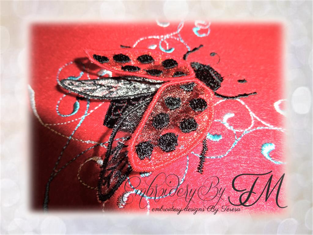 Ladybug embroidery with 3D wings / 4x4 hoop