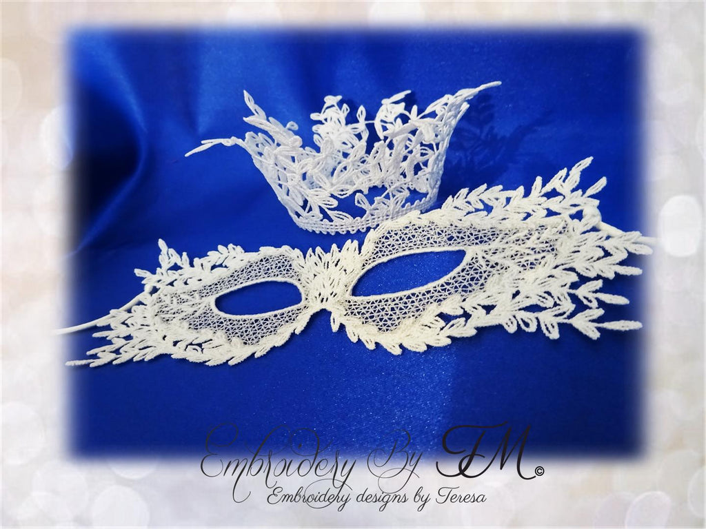 Set lace mask (two sizes) and crown