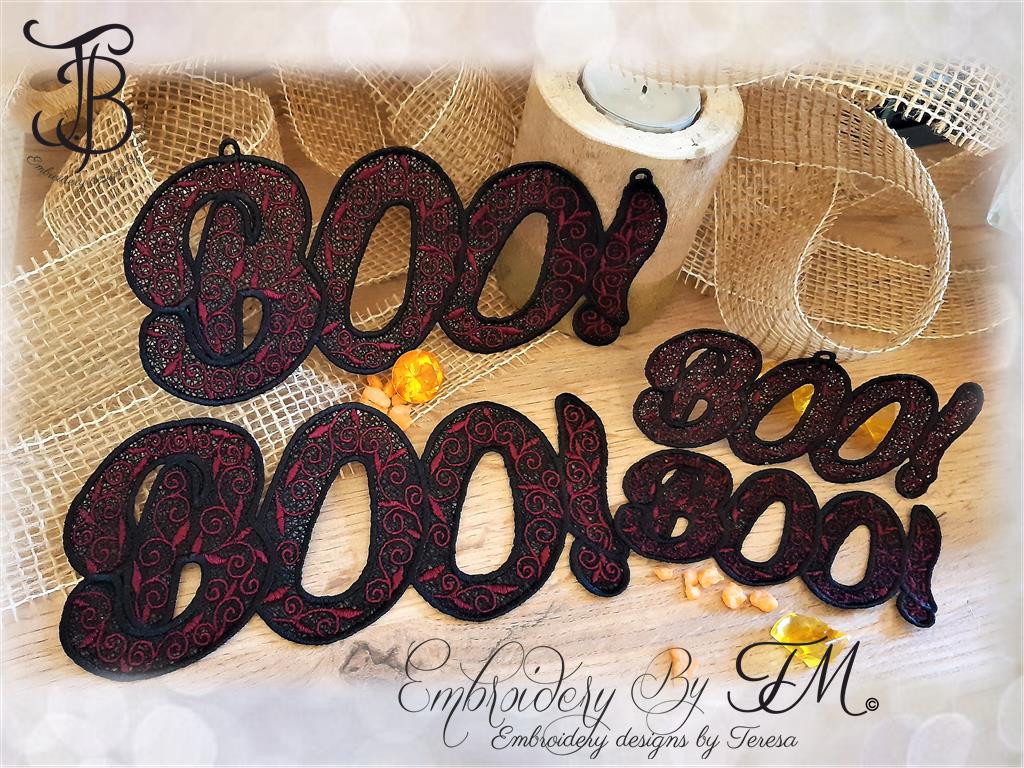 BOO lace / two sizes and two variations /5x7 and 4x4 hoop