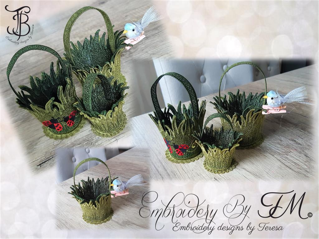 Basket with grass/two sizes/ two variations