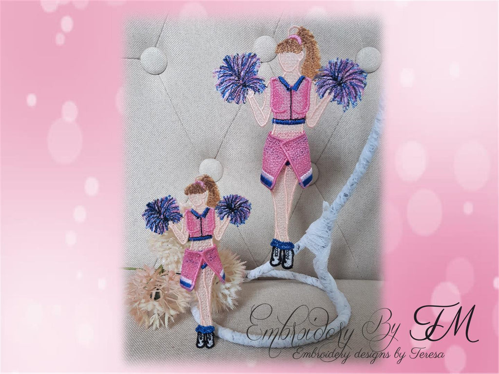 Cheerleader doll/ 5x7 and 4x4 hoop