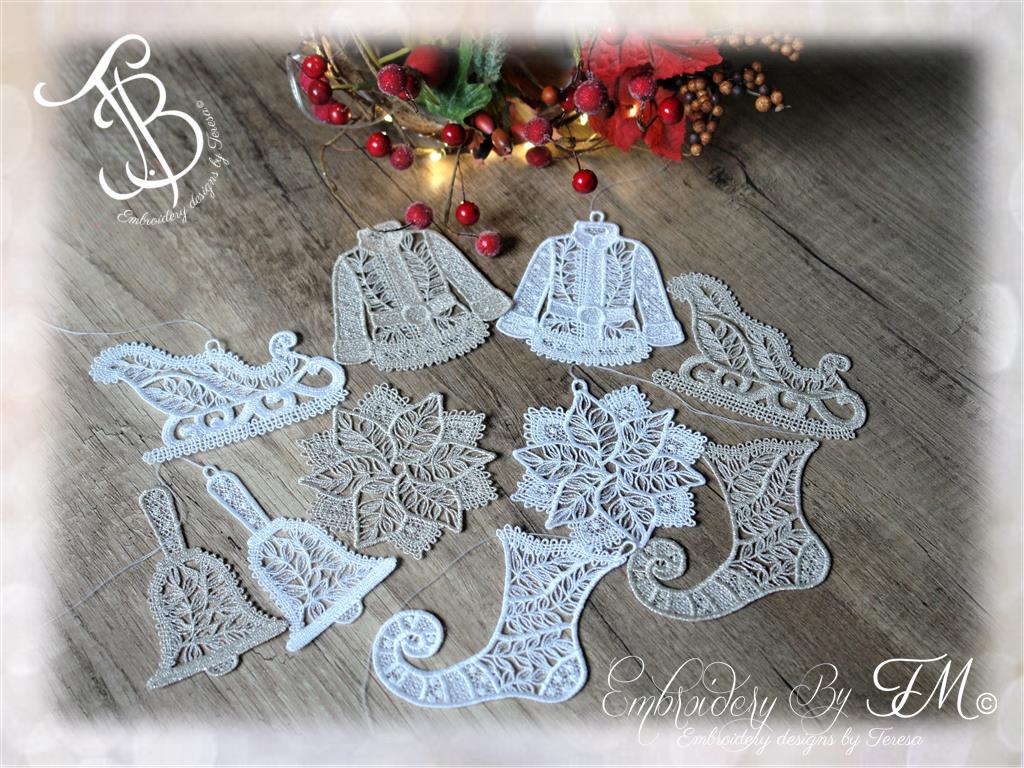 Set christmas FSL FSL/ bobbin lace 4x4 hoop