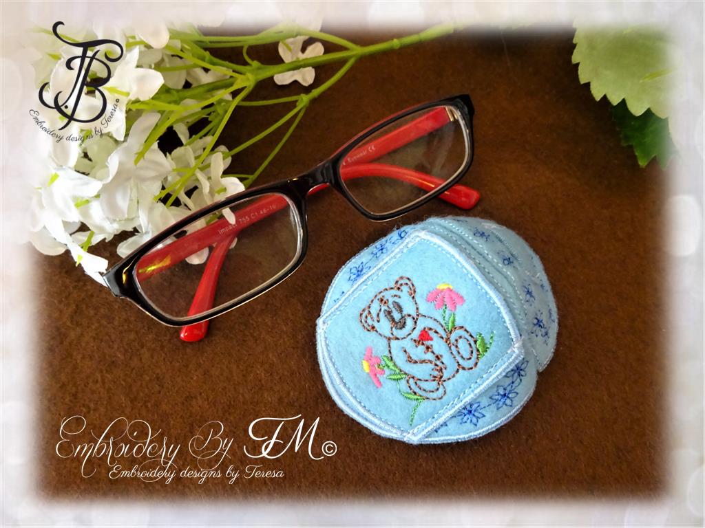 Eye patches for kids ( for girl and boy)-occluder with bear/ 4x4 hoop/machine embroidery design