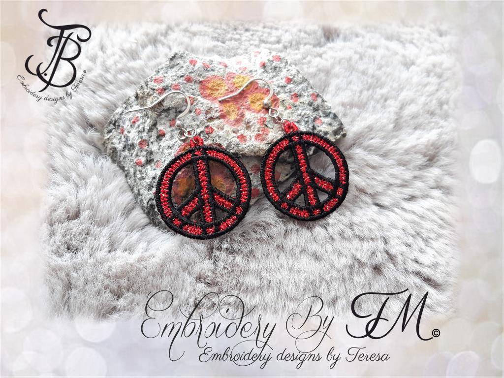 Peace symbol - earrings / 4x4 hoop