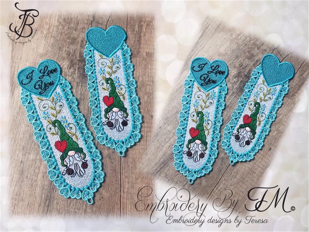 Bookmark with gnome boy/ 5x7 hoop/two variations