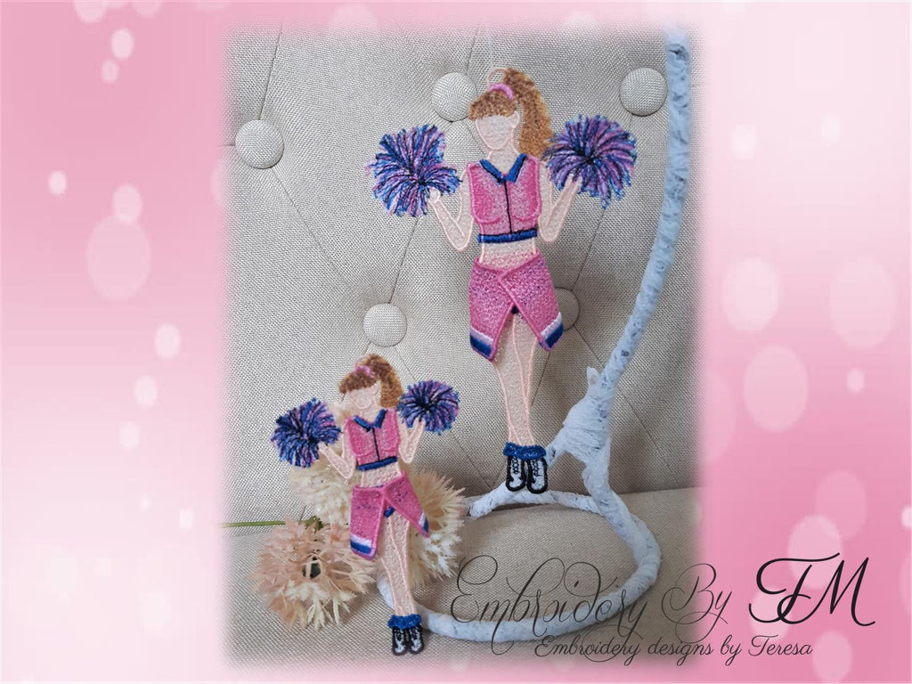 Cheerleader doll/ 5x7 and 4x4 hoop