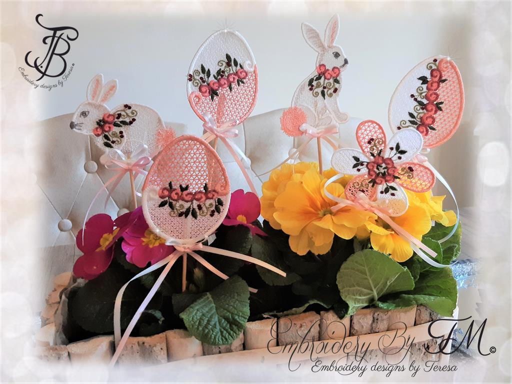 Easter set with flowers / 4x4 hoop