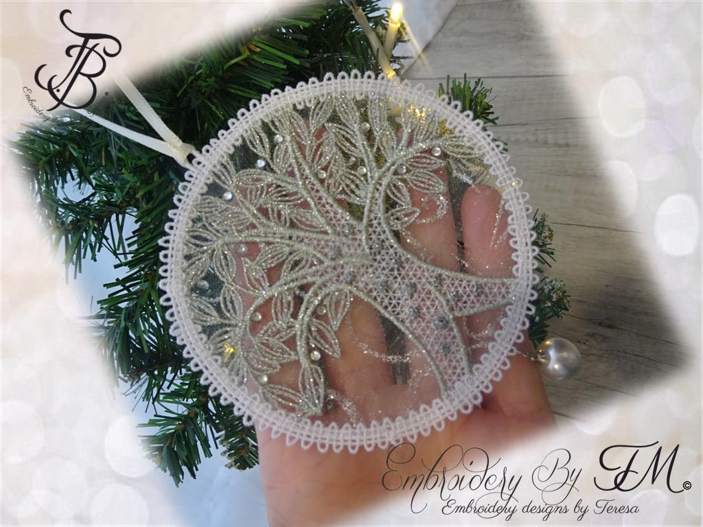 Tree of life christmas decoration - organza design/ 4x4 and 5x7 hoop