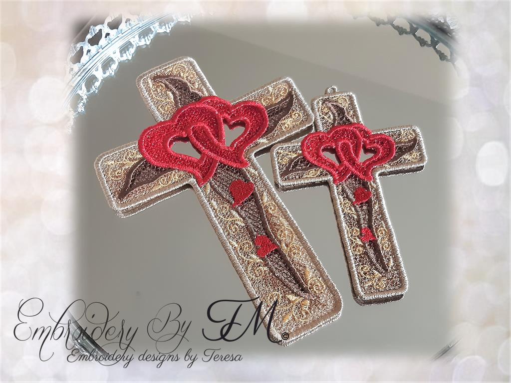 Cross with hearts FSL/two sizes and two variations