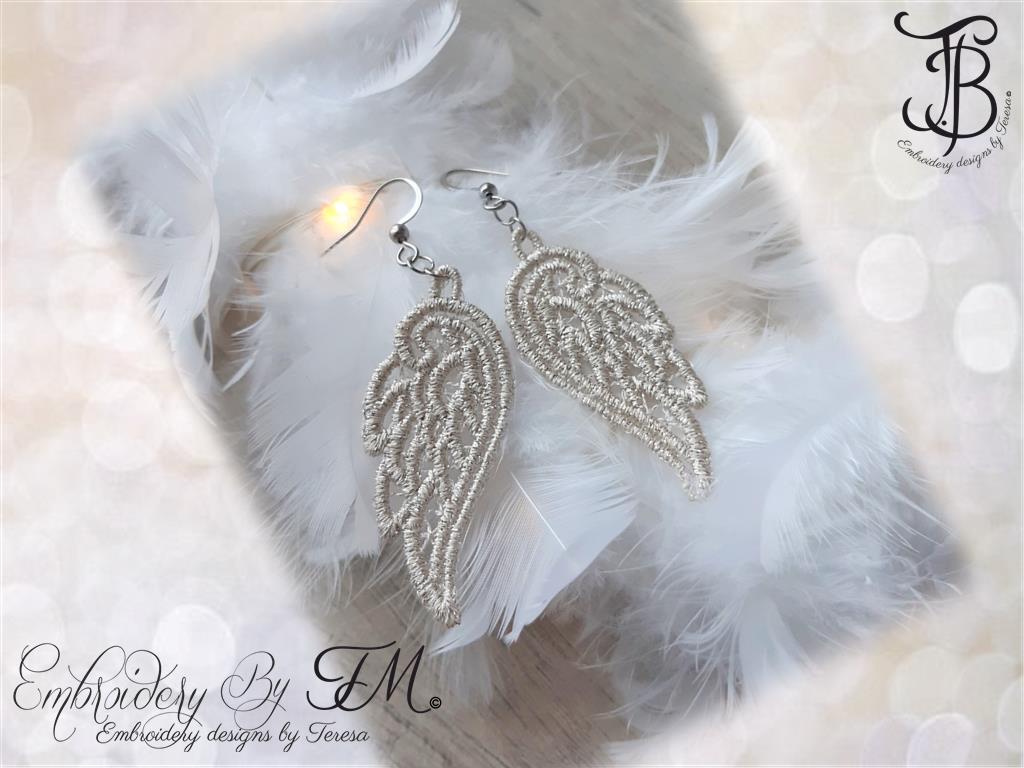 Wings earrings lace/4x4 hoop