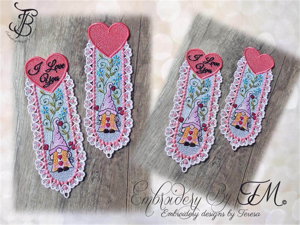 Bookmark with gnome girl/ 5x7 hoop/two variations