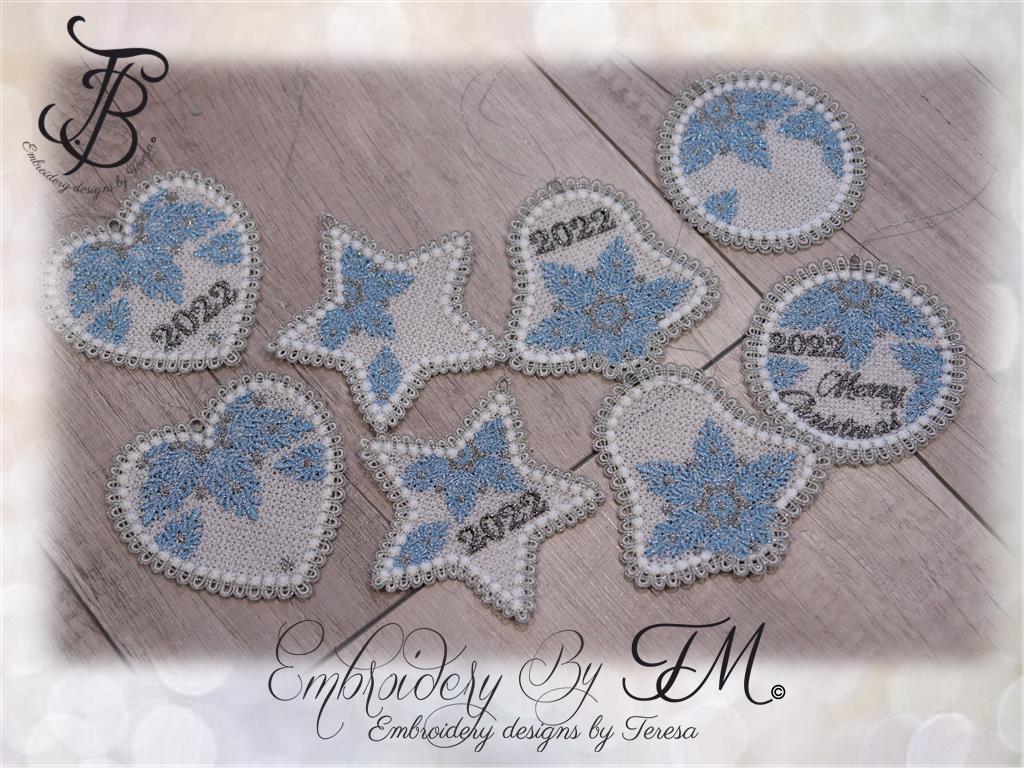 Christmas decorations with snowflakes / 4x4 hoop /designs with and without year