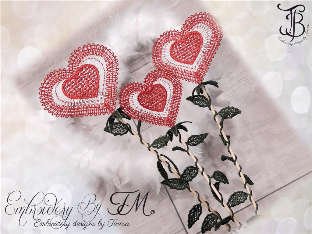 Wedding couple with heart embroidery design