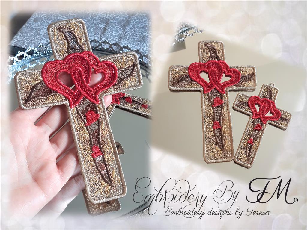 Cross with hearts FSL/two sizes and two variations