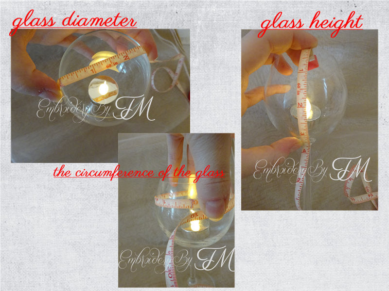 Wine glass shades for 4x4 hoop / lace and combination lace and mylar foil
