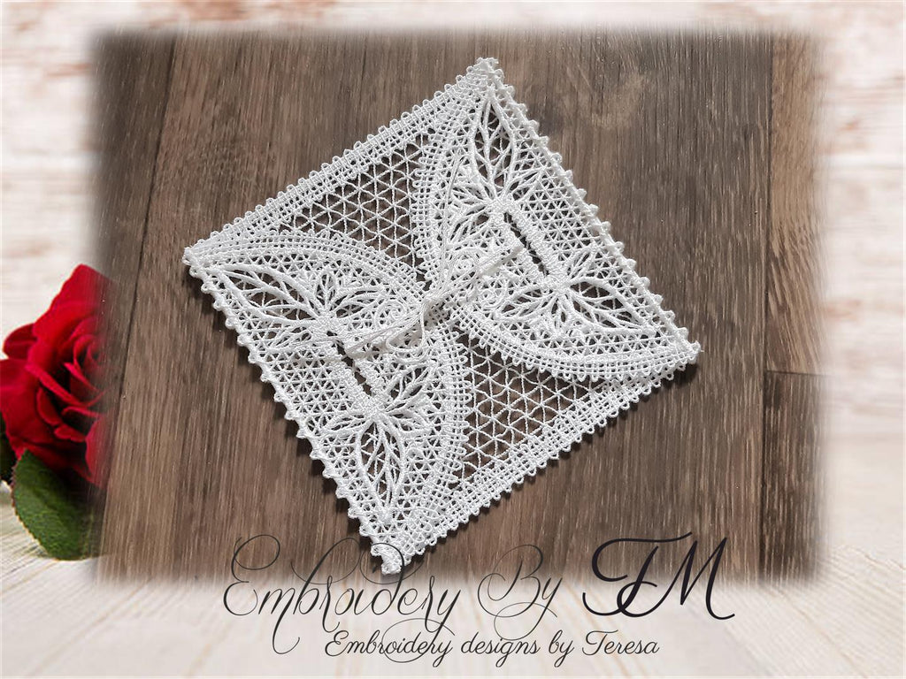 Envelope lace with leaves  No. 1/ 5x7 hoop